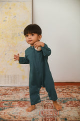 The Dulu Kita Babies Baju Melayu Jumpsuit - Emerald Green