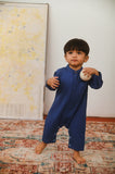 The Dulu Kita Babies Baju Melayu Jumpsuit - Steel Blue