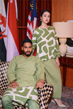 The Congkak Women Folded Skirt - Lawn Green