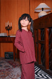 The Congkak Folded Skirt - Maroon Stripe