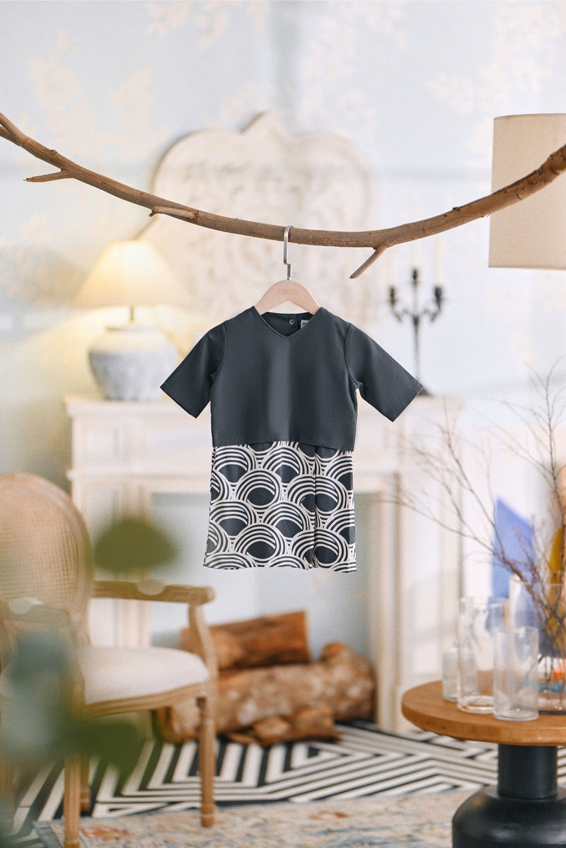 The Caya Babies Kurung - Steel Grey
