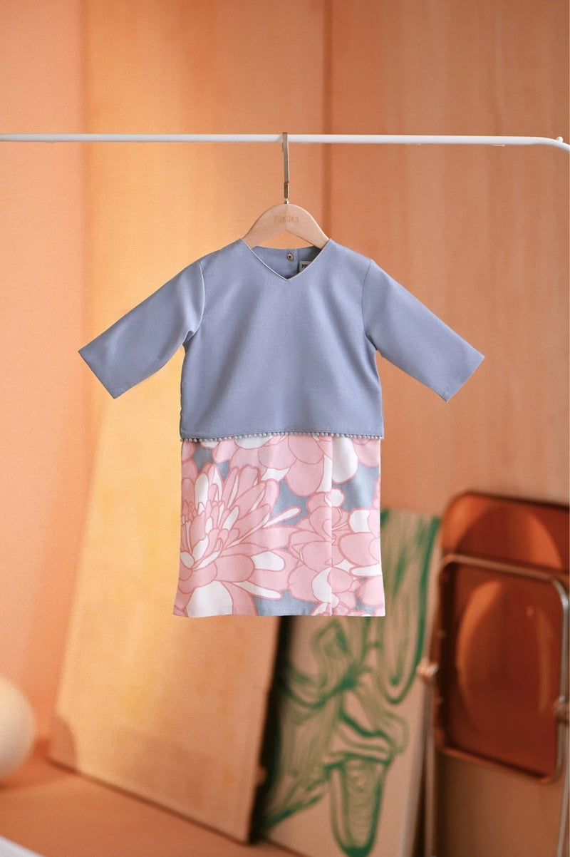 The Maraton Babies Kurung - Light Pigeon Blue