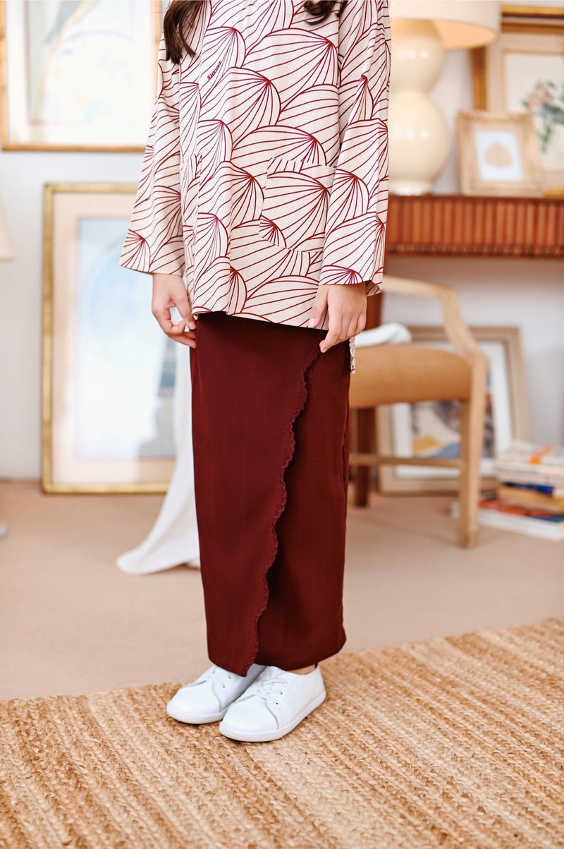 The Narik Scallop Folded Skirt - Mangosteen