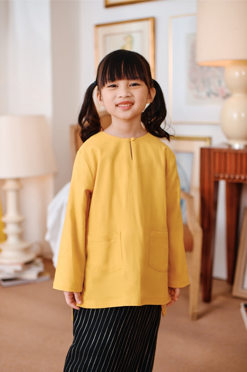 kurti pocket kuning budak perempuan 