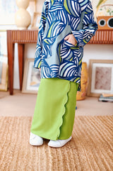 The Narik Scallop Folded Skirt - Lime Green