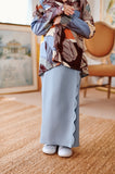 The Narik Scallop Folded Skirt - Light Pigeon Blue