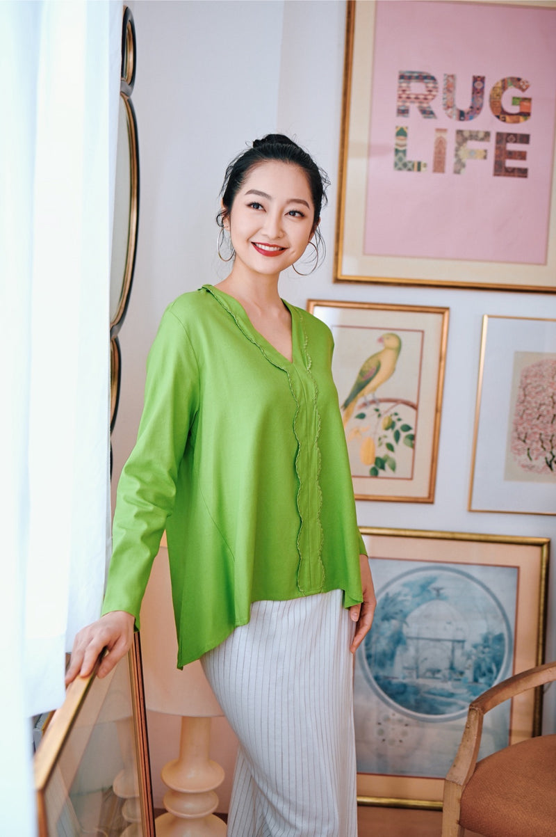 kebaya bersulam hijau daun pisang perempuan 