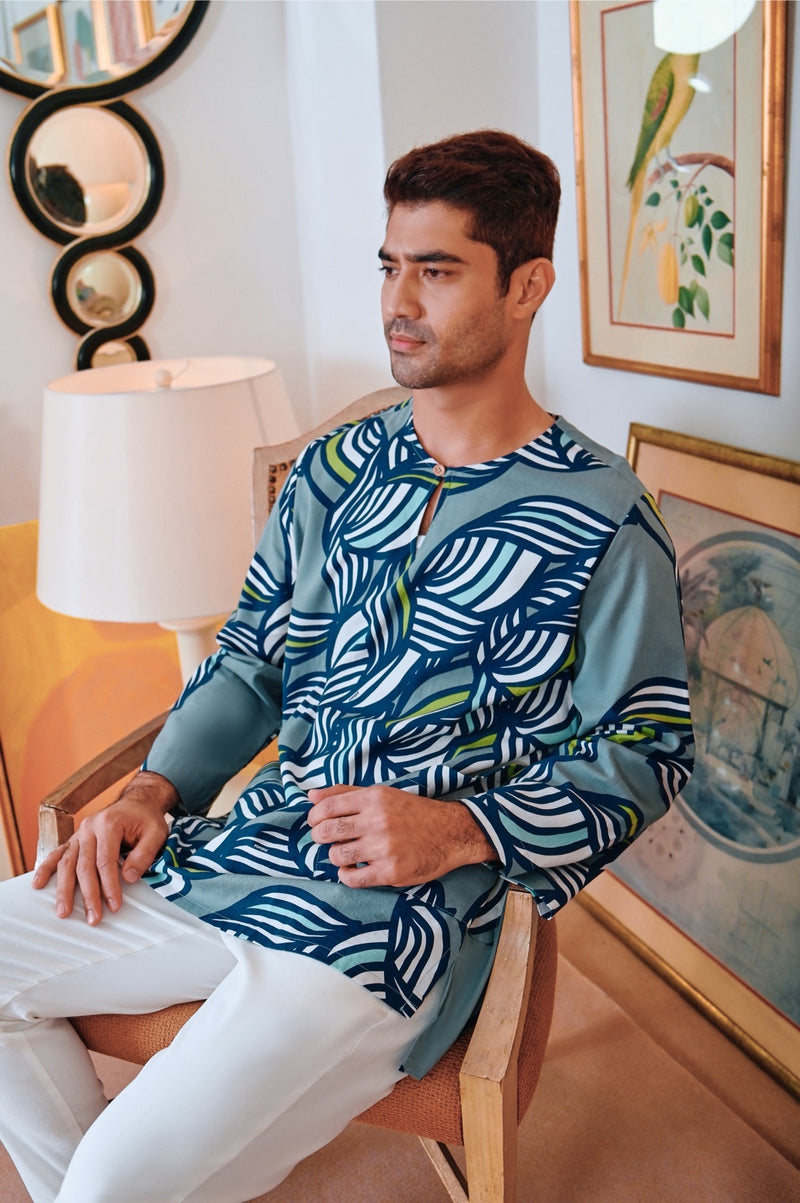 kurta pocket bercorak lelaki 