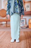 The Narik Scallop Folded Skirt - Tiffany Blue