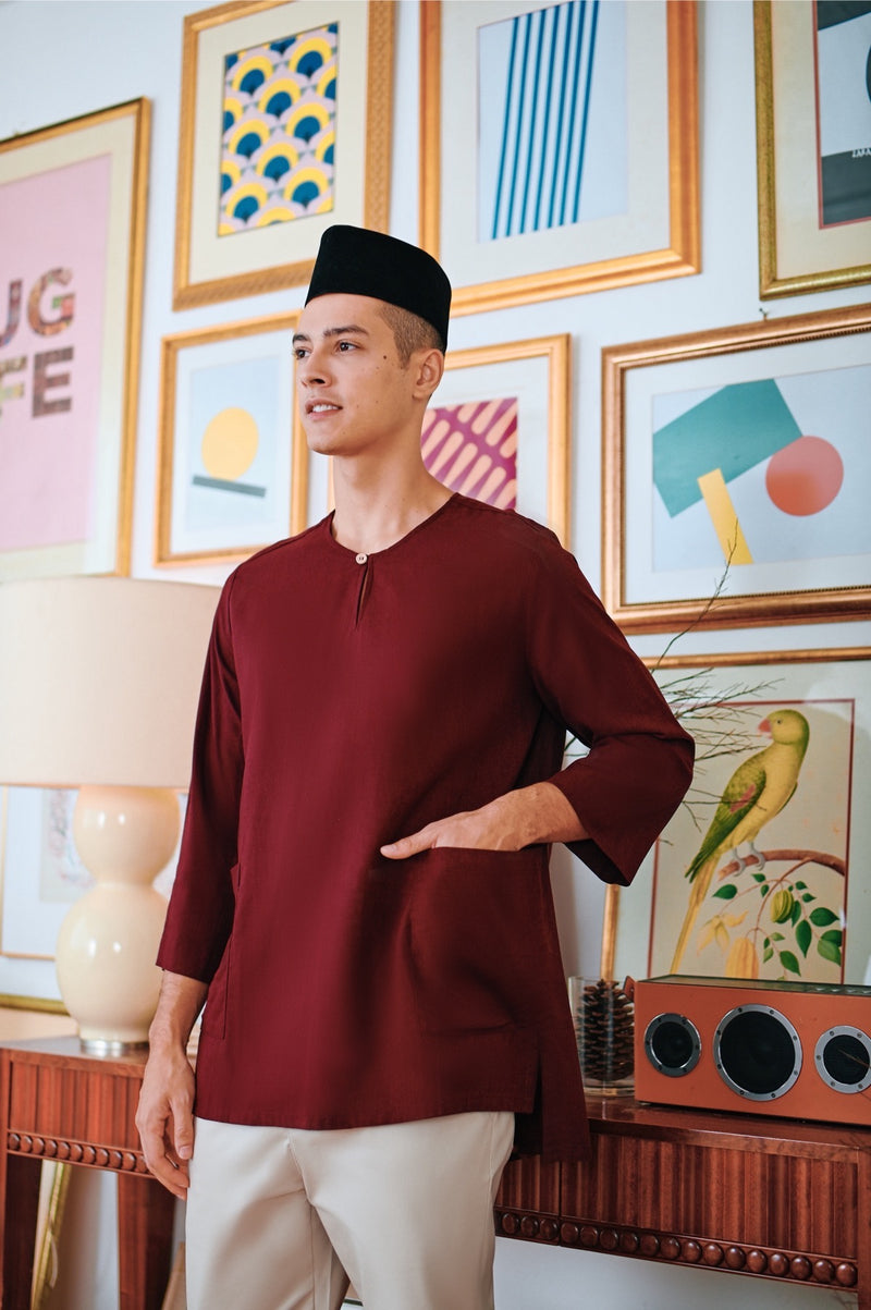 The Narik Men Pockets Kurta - Mangosteen