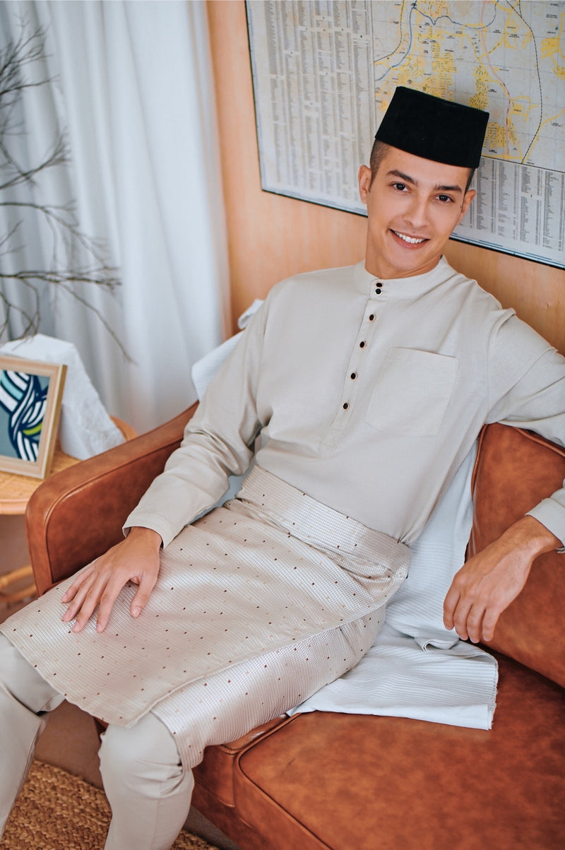 baju melayu butang set champagne lelaki 