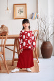 The Rehati Sun-Pleats Skirt - Crimson Red