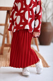 The Rehati Sun-Pleats Skirt - Crimson Red