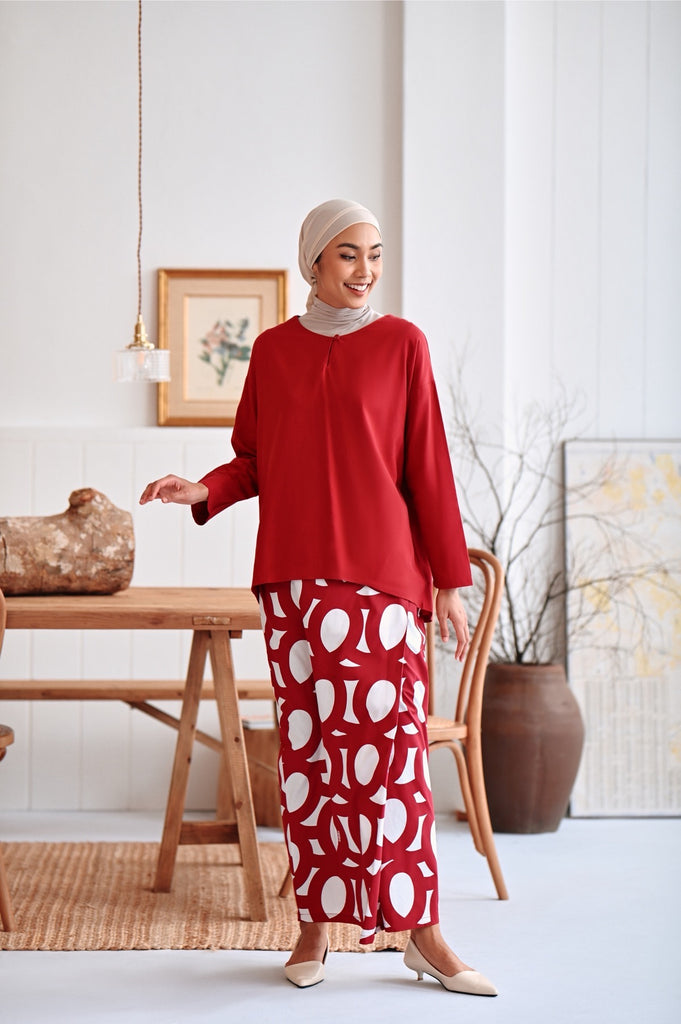 The Rehati Women Modest Blouse - Crimson Red