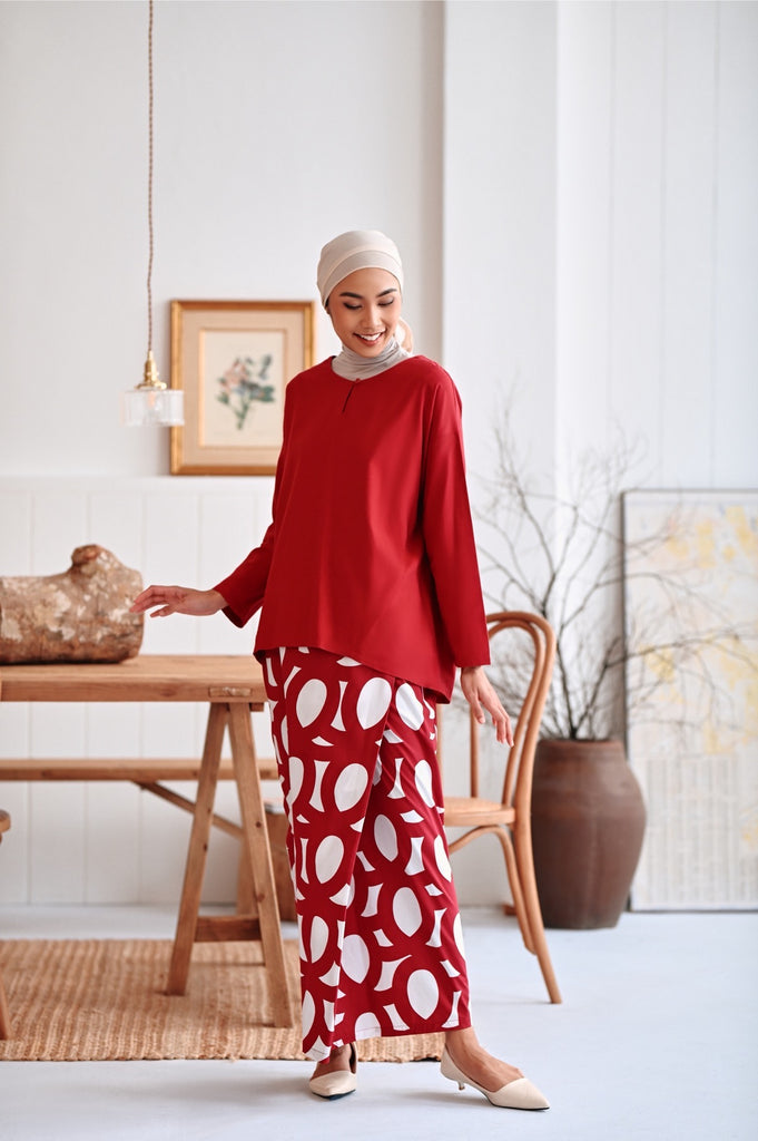 The Rehati Women Modest Blouse - Crimson Red