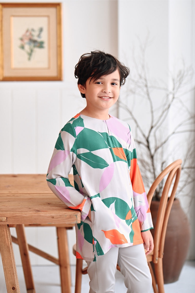 kurta viscose bercorak floral budak 