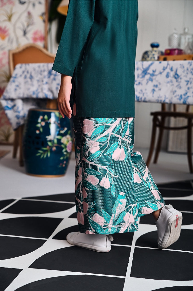 The Evergreen Jacquard Skirt - Emerald Summer