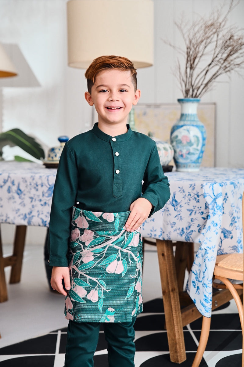 The Evergreen Baju Melayu Top - Emerald Green