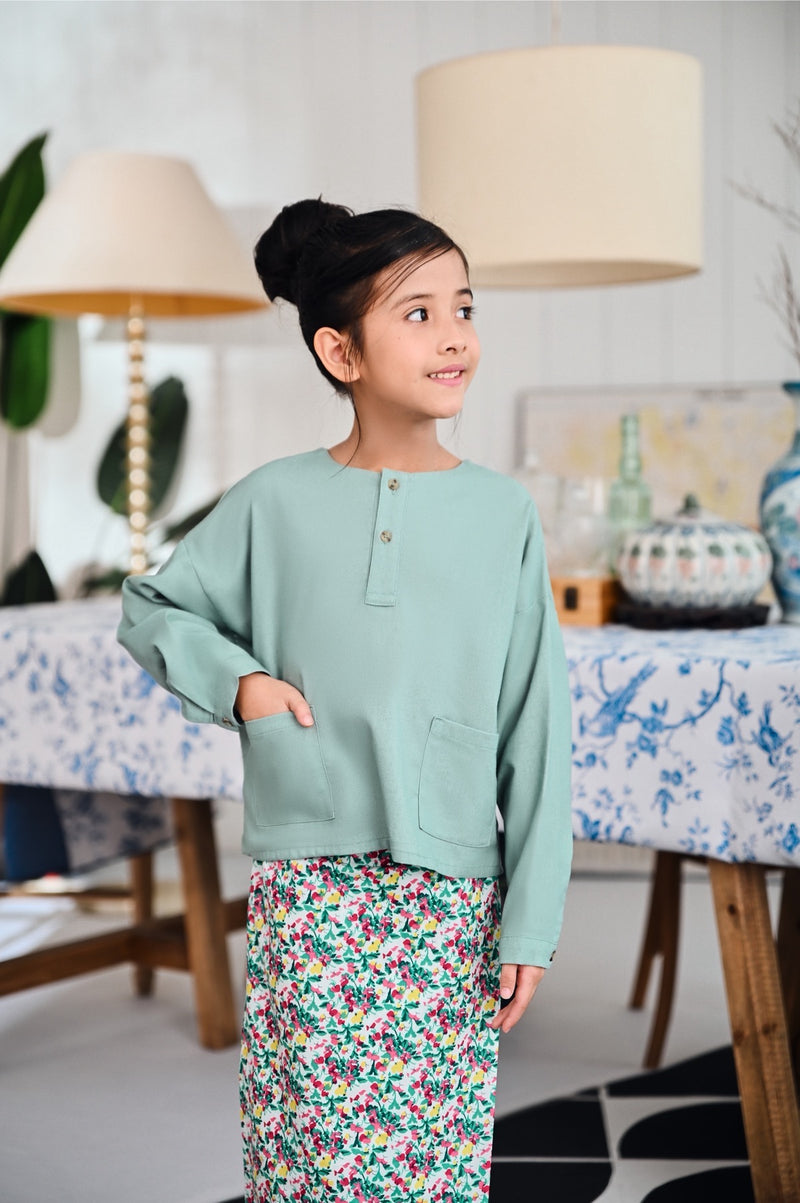 baju kurung pocket hijau 