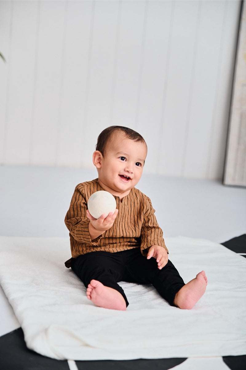 The Evergreen Babies Kurta - Earth Stripe