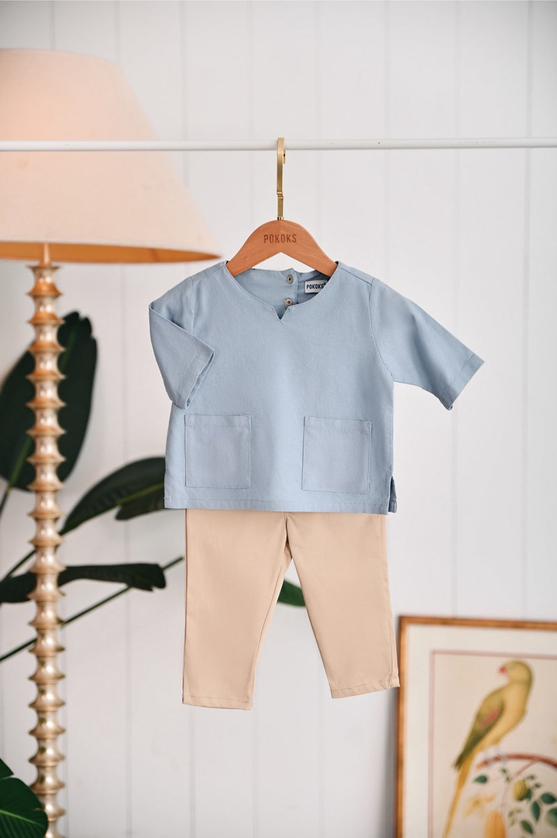 The Narik Babies Kurta - Light Pigeon Blue