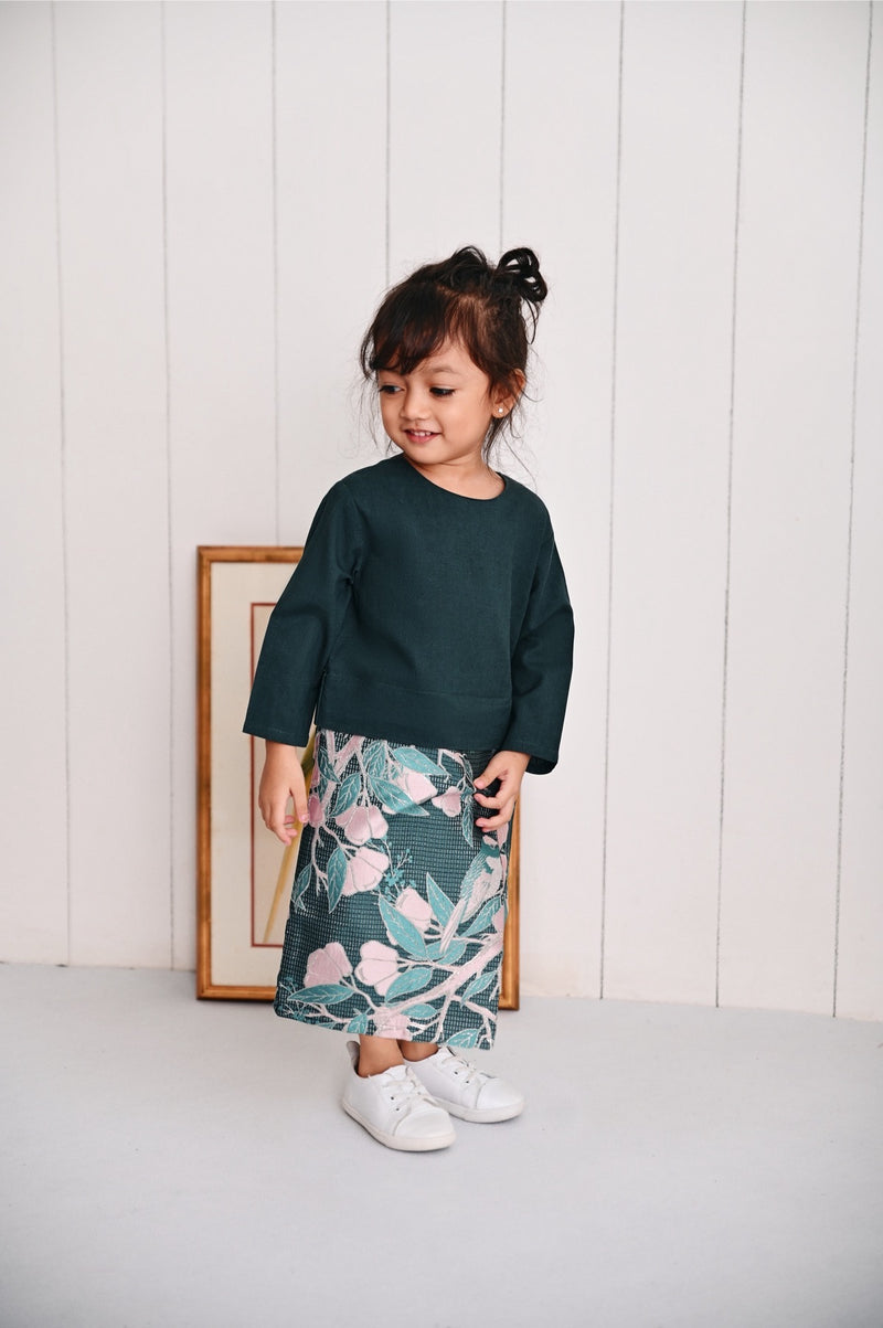 The Evergreen Babies Kurung - Emerald Green