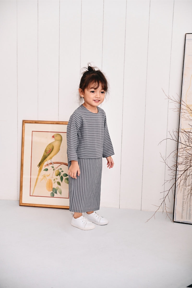 The Evergreen Babies Kurung - Clay Stripe