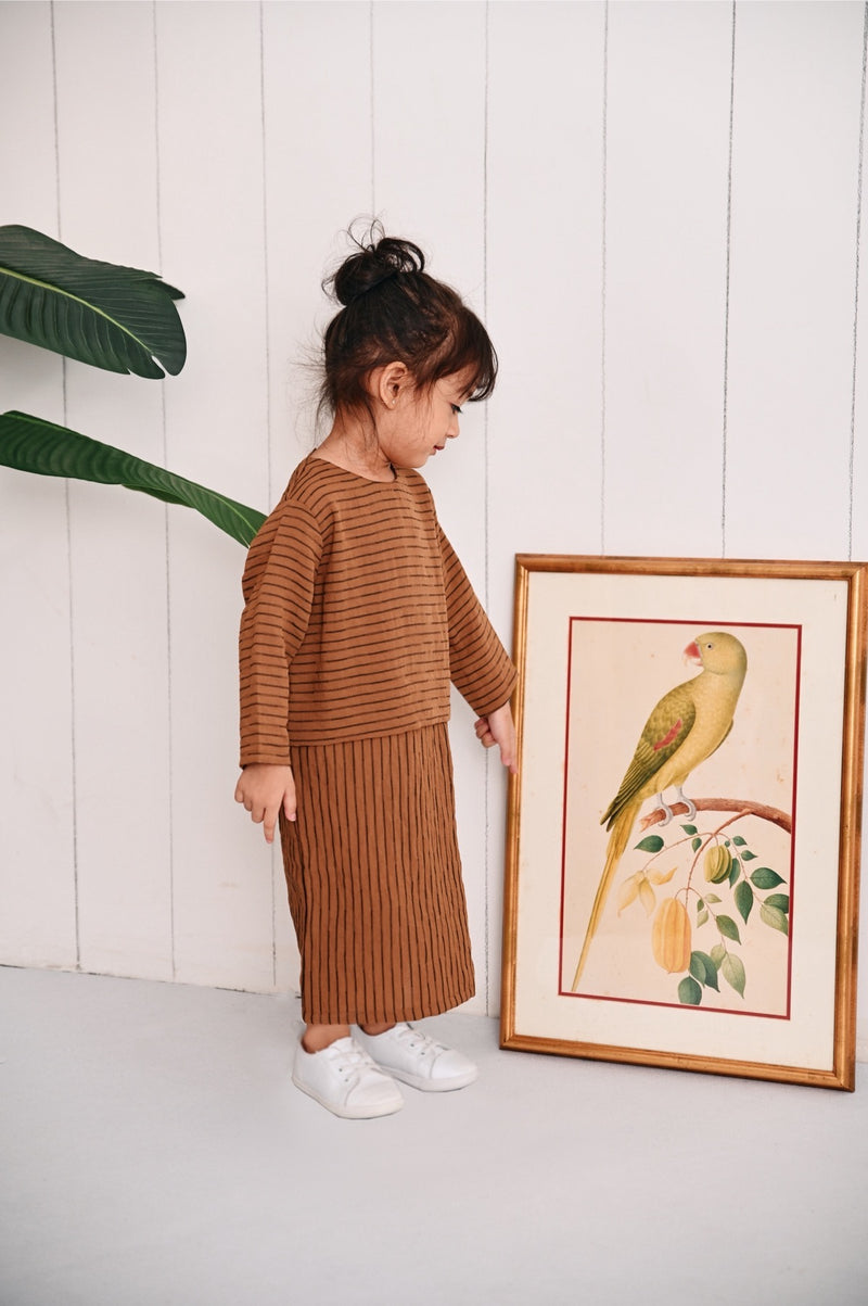 The Evergreen Babies Kurung - Earth Stripe