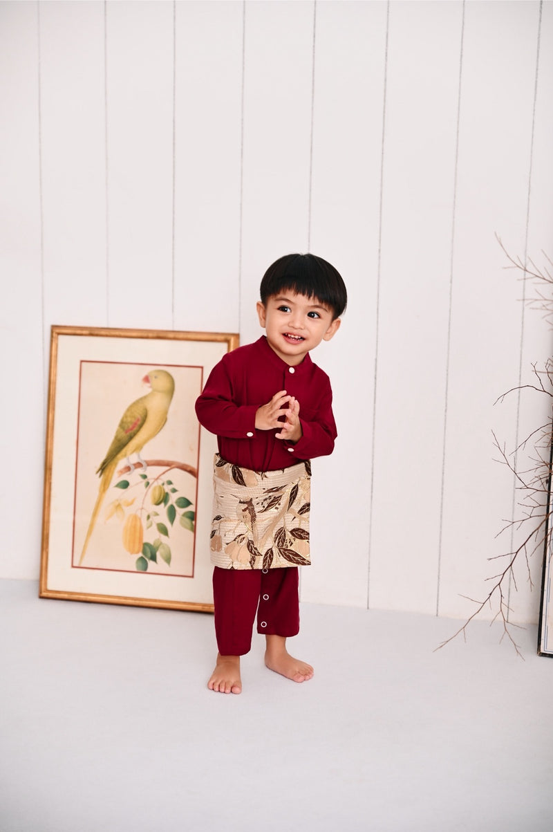 The Evergreen Babies Baju Melayu Jumpsuit - Maroon