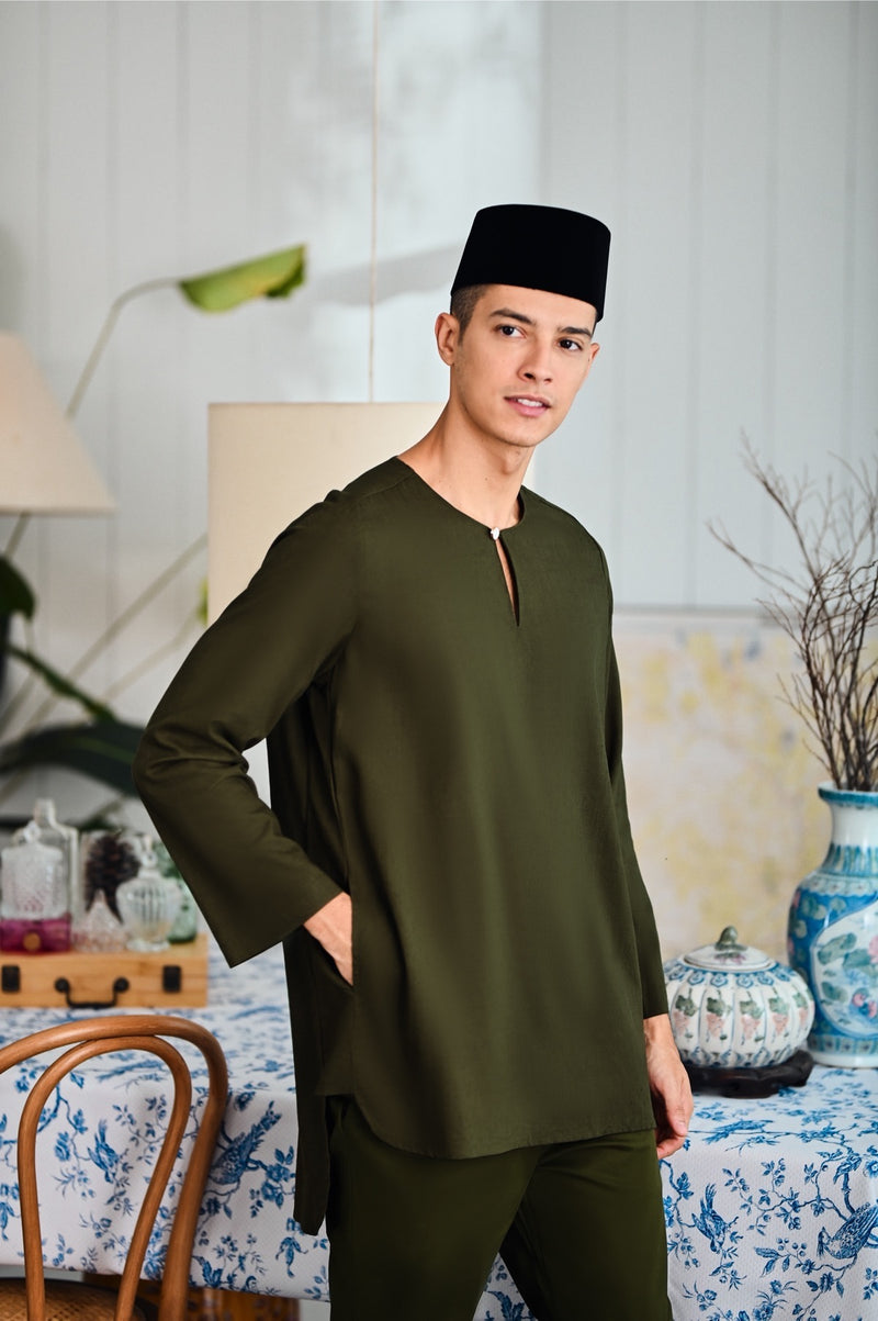 The Evergreen Men Pesak Kurta - Olive