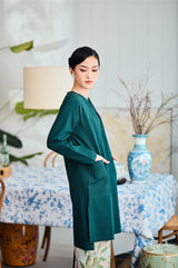 The Evergreen Women Pin-Tucks Kurung Top - Emerald Green