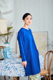 The Evergreen Women Pin-Tucks Kurung Top - Classic Blue