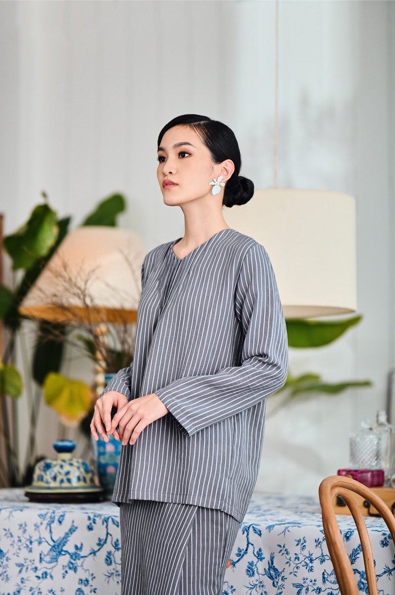 The Evergreen Women Pin-Tucks Blouse - Clay Stripe