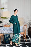 The Evergreen Women Pin-Tucks Kurung Top - Emerald Green