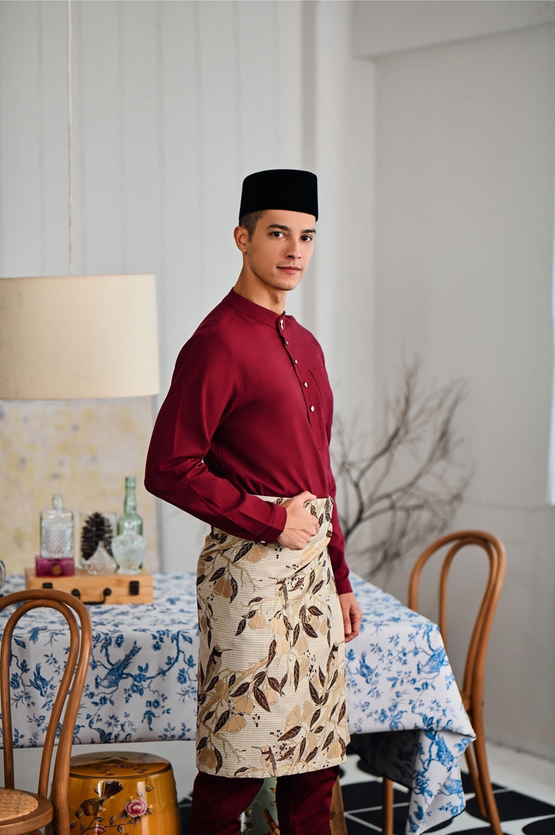 baju melayu moden maroon 