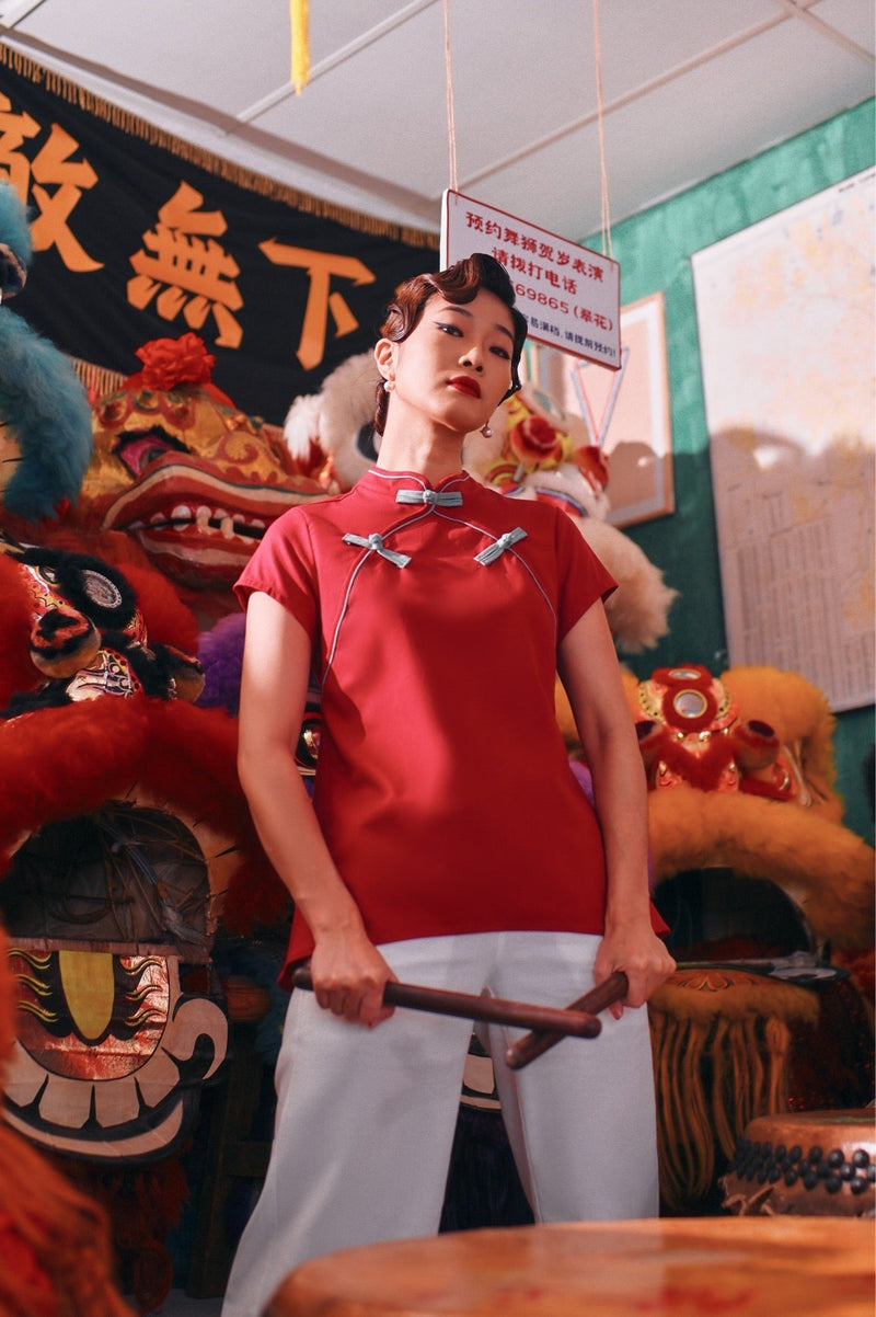 The Chinatown Women Cheongsam Top - Crimson Red