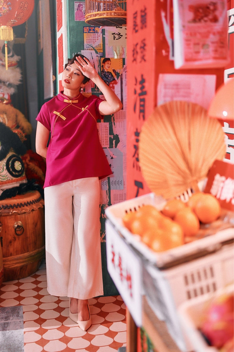 The Chinatown Women Cheongsam Top - Fuchsia