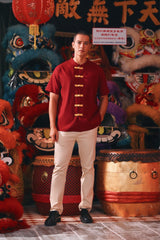 The Chinatown Men Oriental Shirt - Maroon