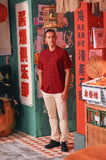 The Chinatown Men Mandarin Shirt - Maroon