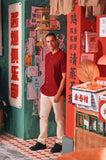 The Chinatown Men Mandarin Shirt - Maroon