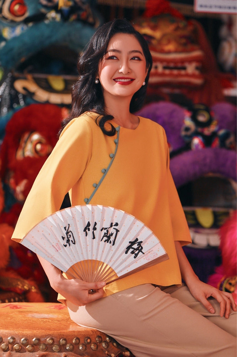 The Chinatown Women Mandarin Blouse - Dijon Mustard