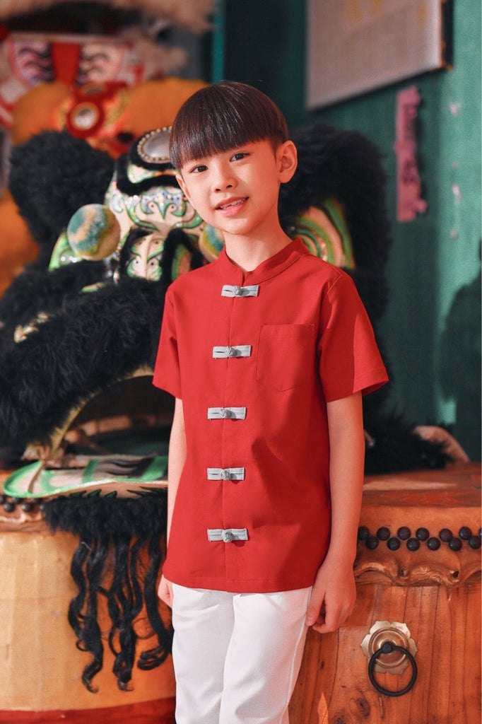 The Chinatown Oriental Shirt - Crimson Red