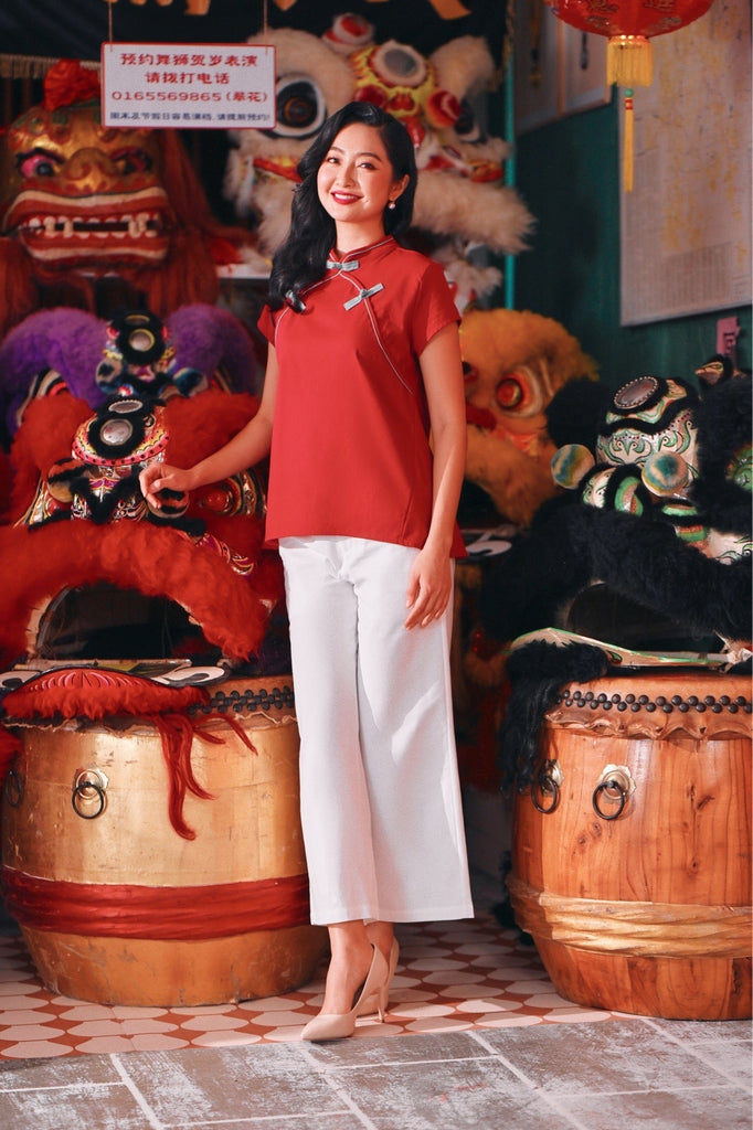 The Chinatown Women Cheongsam Top - Crimson Red