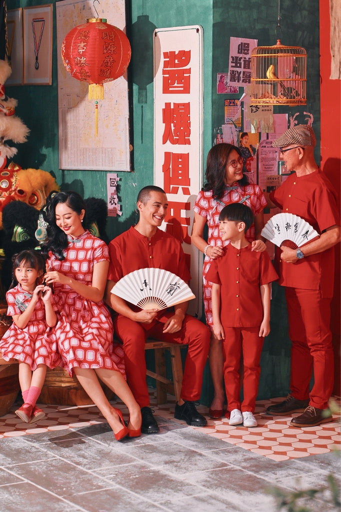 The Chinatown Mandarin Shirt - Crimson Red