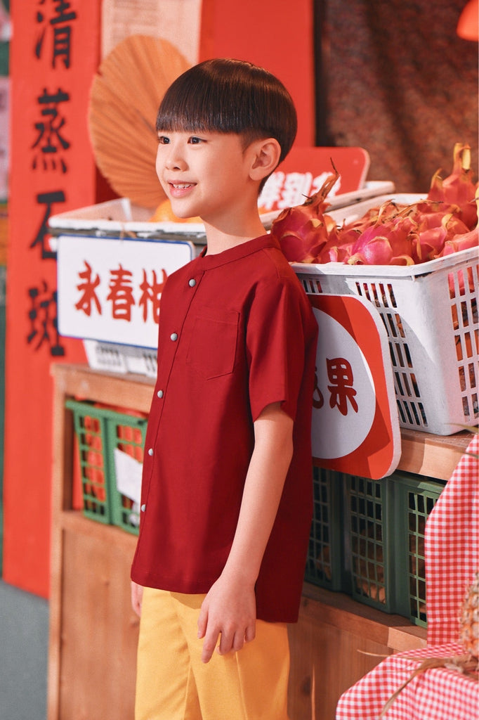 The Chinatown Mandarin Shirt - Maroon