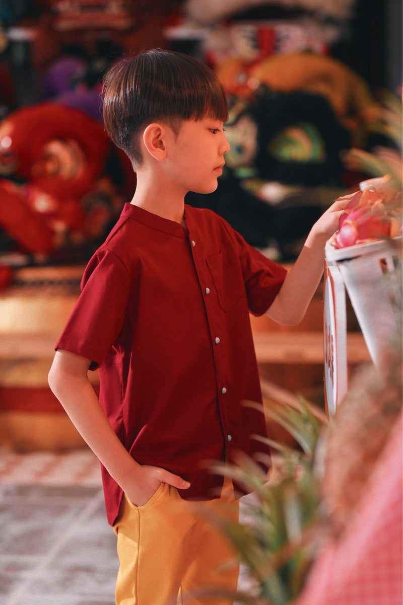 The Chinatown Mandarin Shirt - Maroon