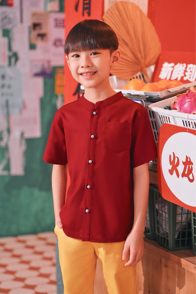 The Chinatown Mandarin Shirt - Maroon