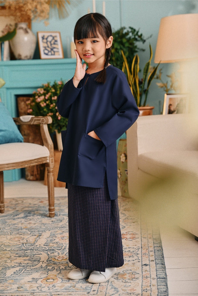 The Tanam Folded Skirt - Complete Navy Checked