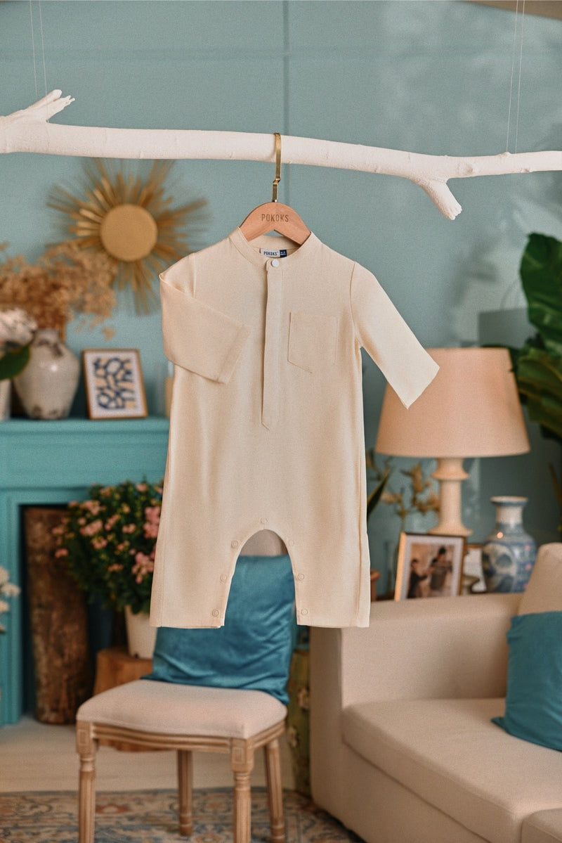 The Tanam Babies Baju Melayu Jumpsuit - Cream