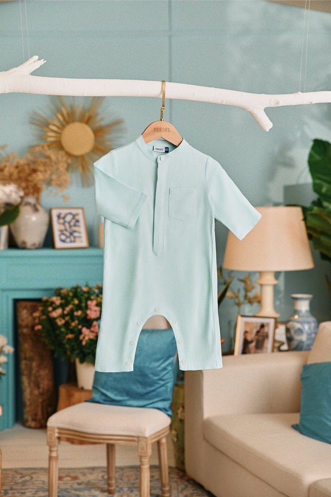 The Tanam Babies Baju Melayu Jumpsuit - Tiffany Blue